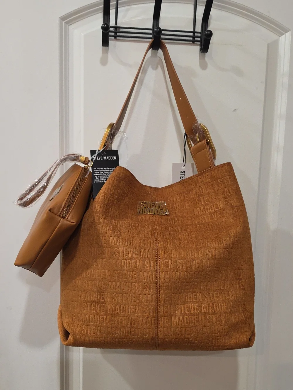 Steve Madden BFlorence Logo-Embossed Hobo Bag- Tobacco